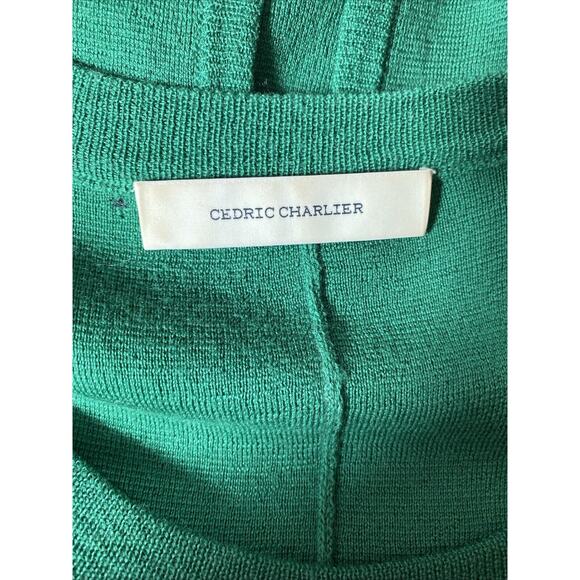 Cedric Charlier Sweater Knit Top Short Sleeve Round Neck Green Split Bac… - Picture 7 of 7